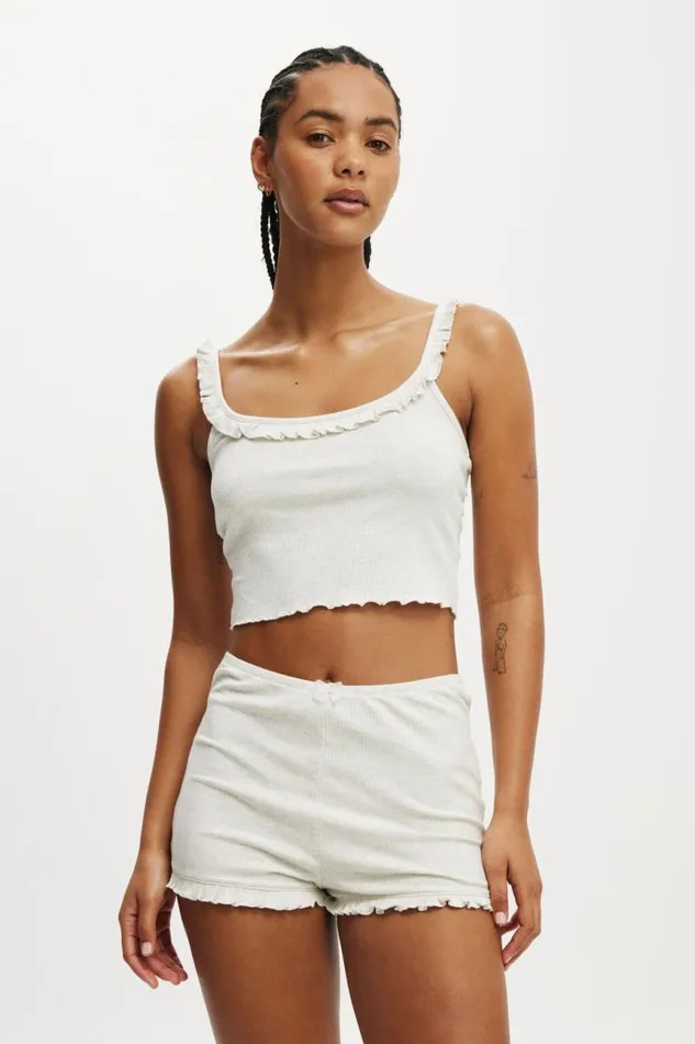 Cotton On Shorts Rib Ruffle Short Light Grey Marle 8211 Women Cotton On Shorts Rib Ruffle Short Light Grey Marle 8211 Women
