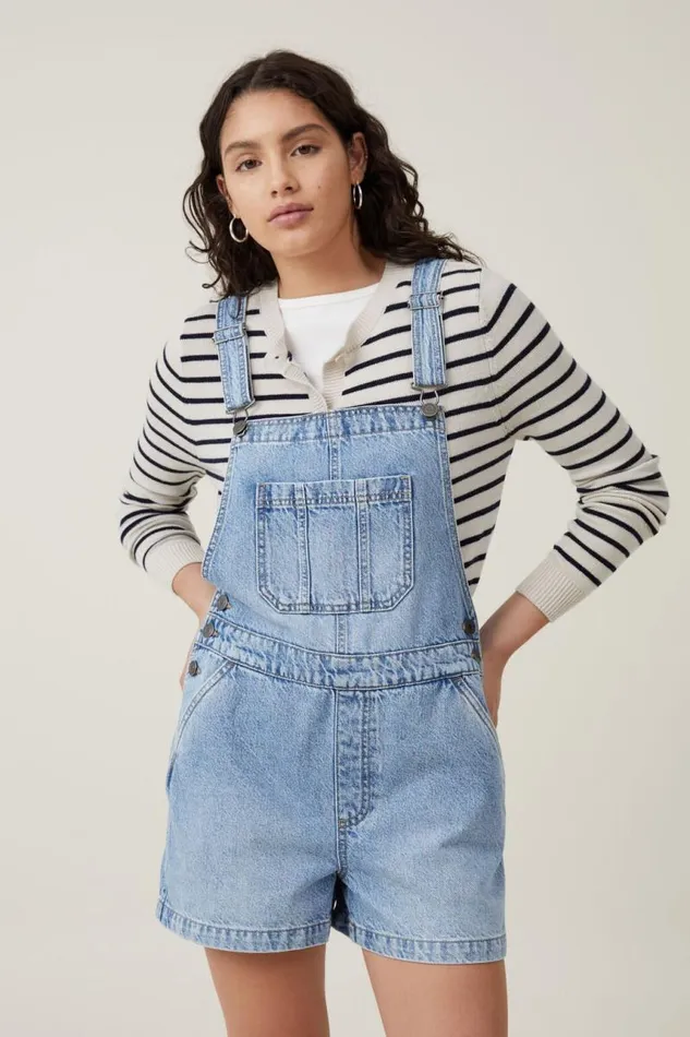 Cotton On Shorts Short Denim Overall Breeze Blue 8211 Women