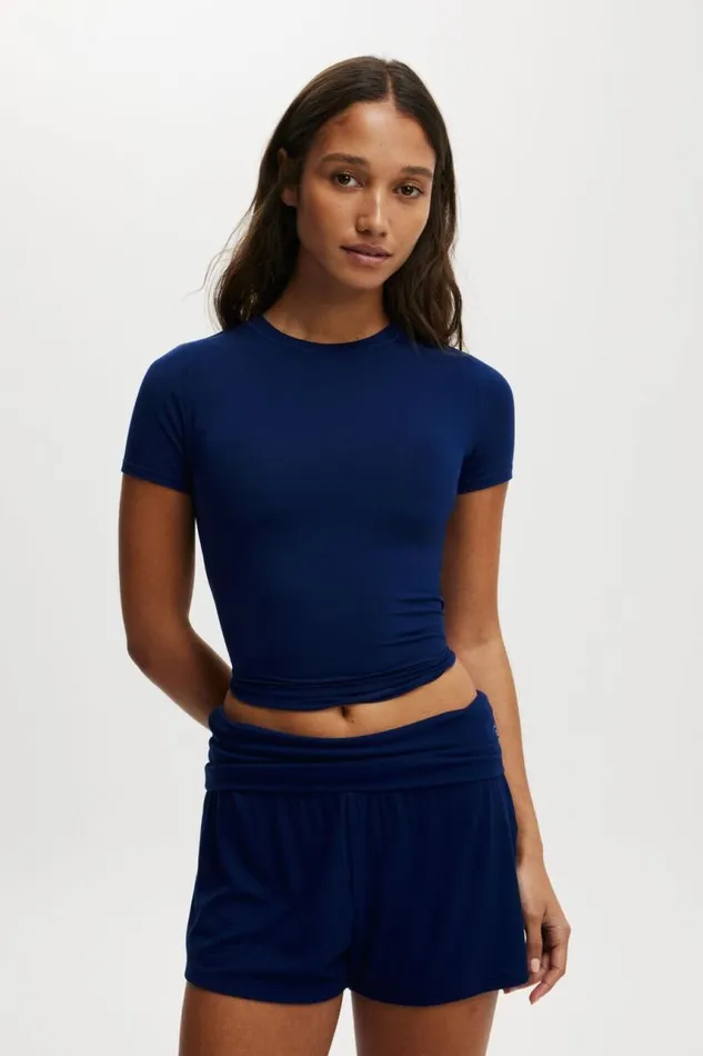Cotton On Shorts Sleep Recovery Roll Waist Short Voyage Blue 8211 Women Cotton On Shorts Sleep Recovery Roll Waist Short Voyage Blue 8211 Women