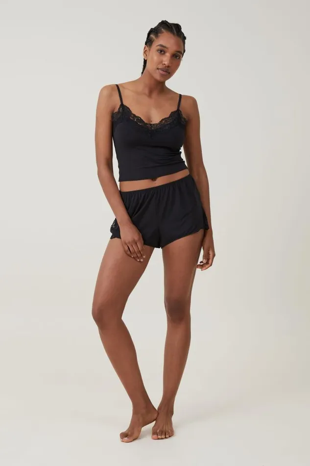 Cotton On Shorts Soft Lounge Lace Trim Short Black 8211 Women