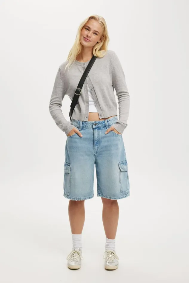 Cotton On Shorts Super Baggy Cargo Denim Jort Cloud Blue 8211 Women