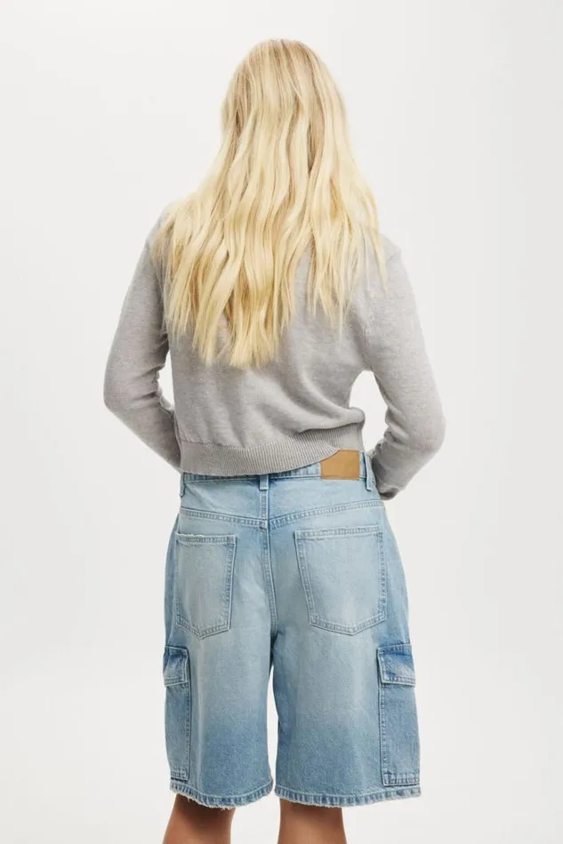 Cotton On Shorts Super Baggy Cargo Denim Jort Cloud Blue 8211 Women