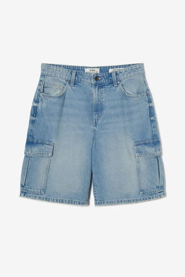 Cotton On Shorts Super Baggy Cargo Denim Jort Cloud Blue 8211 Women