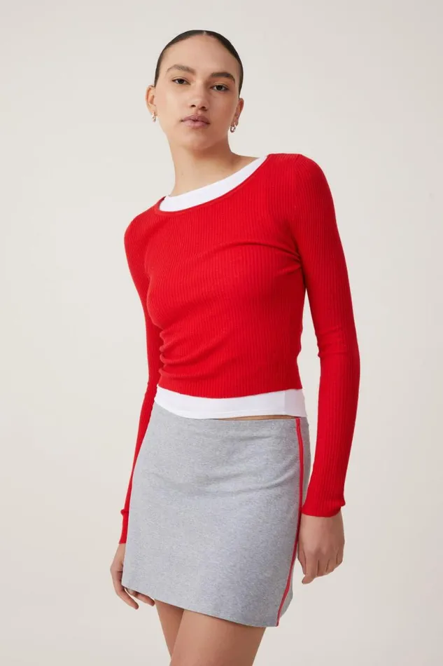Cotton On Skirts Bella Mini Skirt Grey Marle Side Stripe 8211 Women