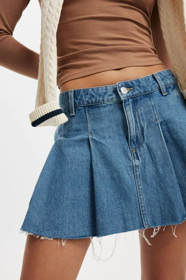 Cotton On Skirts Pleated Denim Mini Skirt Blue Haze 8211 Women Cotton On Skirts Pleated Denim Mini Skirt Blue Haze 8211 Women