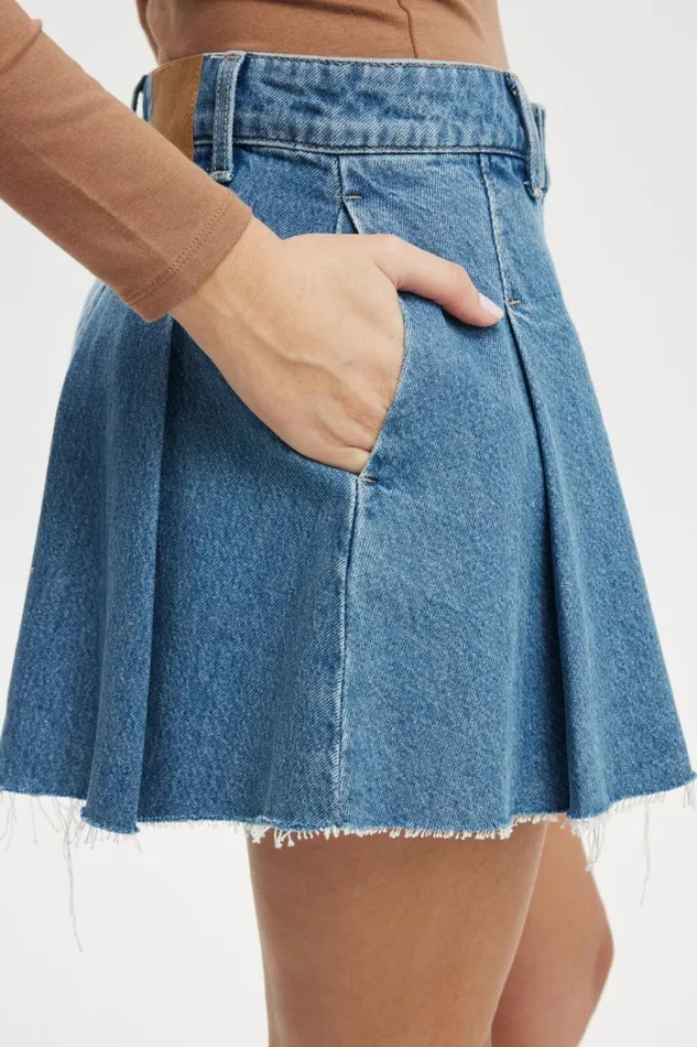 Cotton On Skirts Pleated Denim Mini Skirt Blue Haze 8211 Women Cotton On Skirts Pleated Denim Mini Skirt Blue Haze 8211 Women