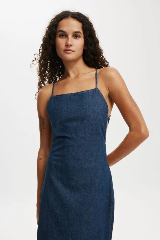 Cotton On Skirts Tate Denim Maxi Dress Mistic Blue 8211 Women