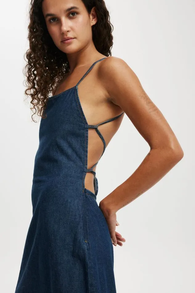 Cotton On Skirts Tate Denim Maxi Dress Mistic Blue 8211 Women