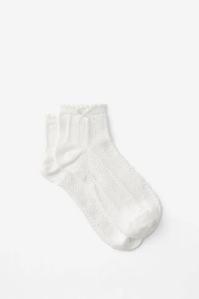 Cotton On Socks Frill Pointelle Ankle Sock Whitewhite Bow 8211 Women
