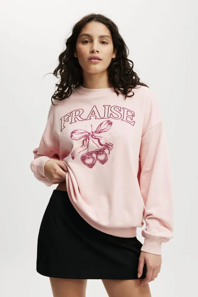 Cotton On SweatersandCardigans Classic Graphic Crew Sweatshirt Fraise Rose Quartz 8211 Women Cotton On SweatersandCardigans Classic Graphic Crew Sweatshirt Fraise Rose Quartz 8211 Women