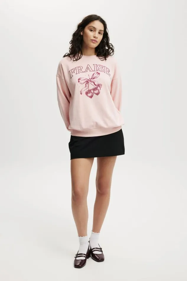 Cotton On SweatersandCardigans Classic Graphic Crew Sweatshirt Fraise Rose Quartz 8211 Women Cotton On SweatersandCardigans Classic Graphic Crew Sweatshirt Fraise Rose Quartz 8211 Women
