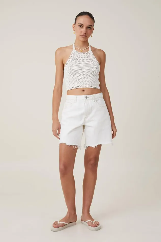 Cotton On SweatersandCardigans Crochet Scallop Halter Knit Ecru 8211 Women