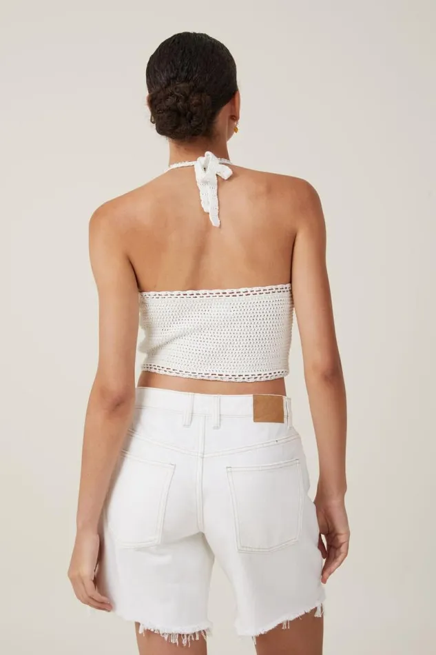 Cotton On SweatersandCardigans Crochet Scallop Halter Knit Ecru 8211 Women
