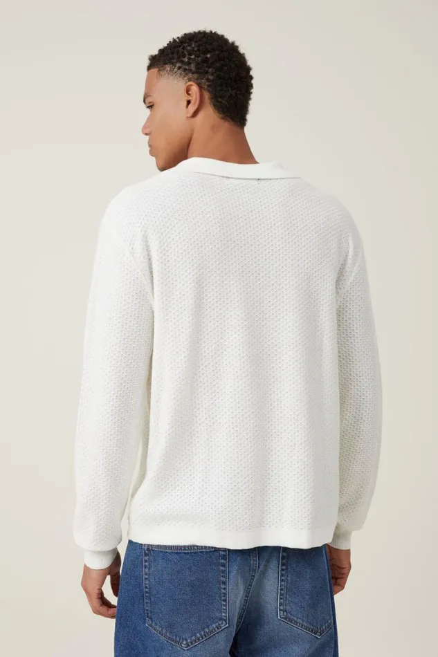 Cotton On Sweaters Jimmy Long Sleeve Polo Vintage White 8211 Men Cotton On Sweaters Jimmy Long Sleeve Polo Vintage White 8211 Men