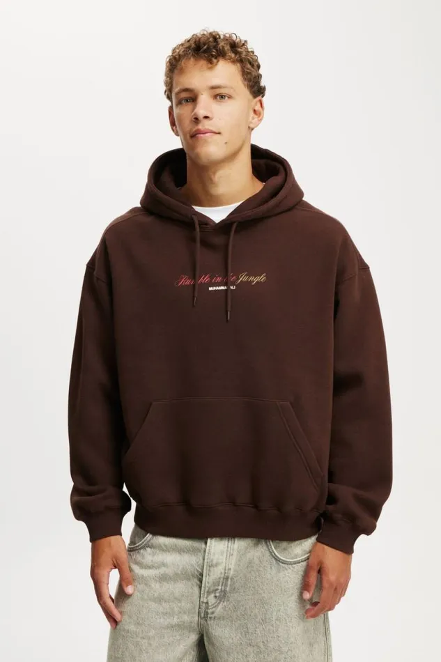 Cotton On Sweats and Hoodies Ali Box Fit Hoodie Lcn Ali Dark Oak Ali Rumble 8211 Men