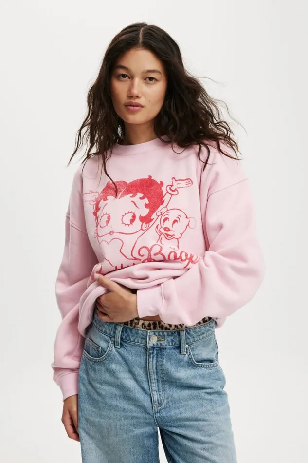 Cotton On SweatsandHoodies Betty Boop Lcn Crew Sweatshirt Lcn Bbp Betty Pudgy Bright Pink 8211 Women Cotton On SweatsandHoodies Betty Boop Lcn Crew Sweatshirt Lcn Bbp Betty Pudgy Bright Pink 8211 Women