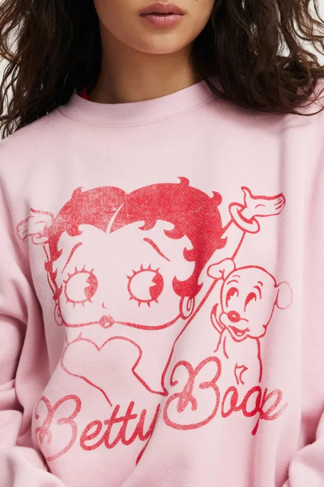 Cotton On SweatsandHoodies Betty Boop Lcn Crew Sweatshirt Lcn Bbp Betty Pudgy Bright Pink 8211 Women Cotton On SweatsandHoodies Betty Boop Lcn Crew Sweatshirt Lcn Bbp Betty Pudgy Bright Pink 8211 Women