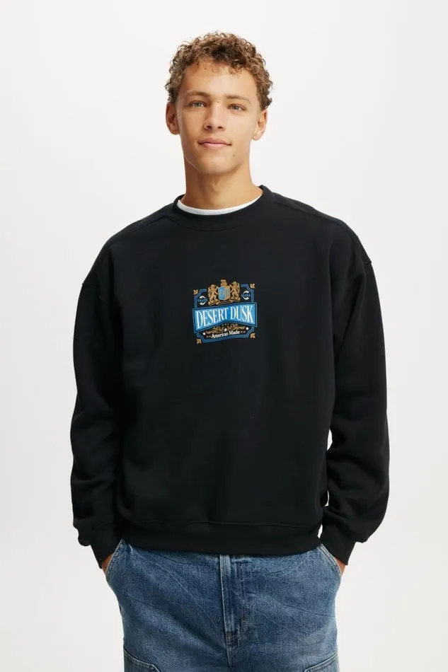 Cotton On Sweats and Hoodies Box Fit Graphic Crew Sweater Blackdesert Dusk 8211 Men