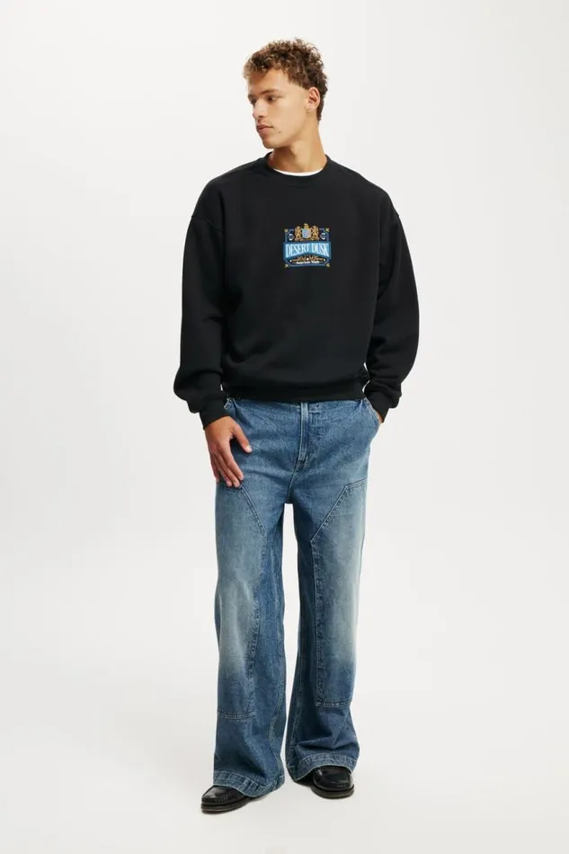 Cotton On Sweats and Hoodies Box Fit Graphic Crew Sweater Blackdesert Dusk 8211 Men Cotton On Sweats and Hoodies Box Fit Graphic Crew Sweater Blackdesert Dusk 8211 Men