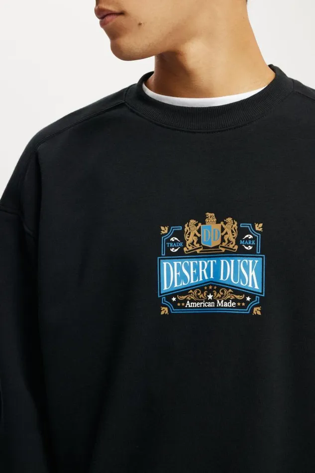 Cotton On Sweats and Hoodies Box Fit Graphic Crew Sweater Blackdesert Dusk 8211 Men Cotton On Sweats and Hoodies Box Fit Graphic Crew Sweater Blackdesert Dusk 8211 Men
