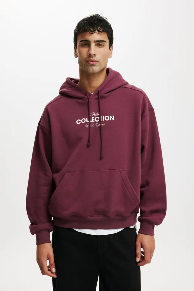 Cotton On Sweats and Hoodies Box Fit Graphic Hoodie Burgundy Fallen Collection 8211 Men Cotton On Sweats and Hoodies Box Fit Graphic Hoodie Burgundy Fallen Collection 8211 Men