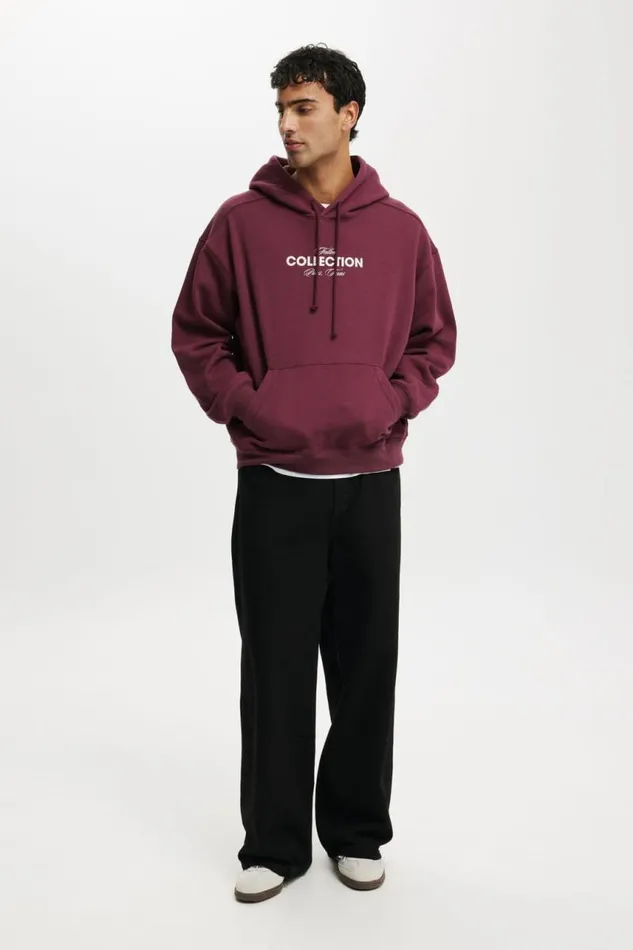 Cotton On Sweats and Hoodies Box Fit Graphic Hoodie Burgundy Fallen Collection 8211 Men Cotton On Sweats and Hoodies Box Fit Graphic Hoodie Burgundy Fallen Collection 8211 Men