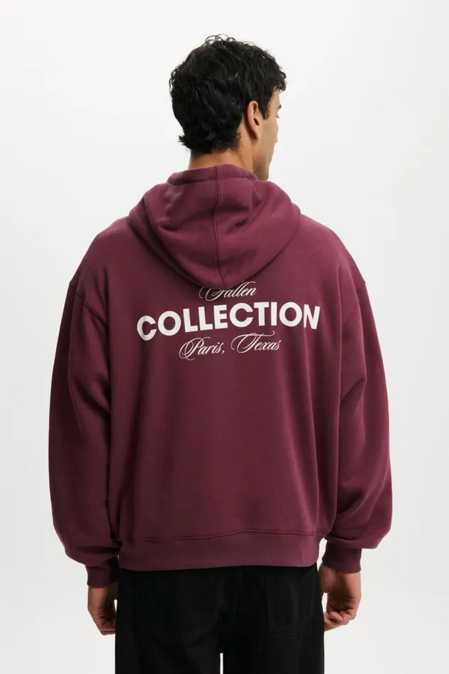 Cotton On Sweats and Hoodies Box Fit Graphic Hoodie Burgundy Fallen Collection 8211 Men Cotton On Sweats and Hoodies Box Fit Graphic Hoodie Burgundy Fallen Collection 8211 Men