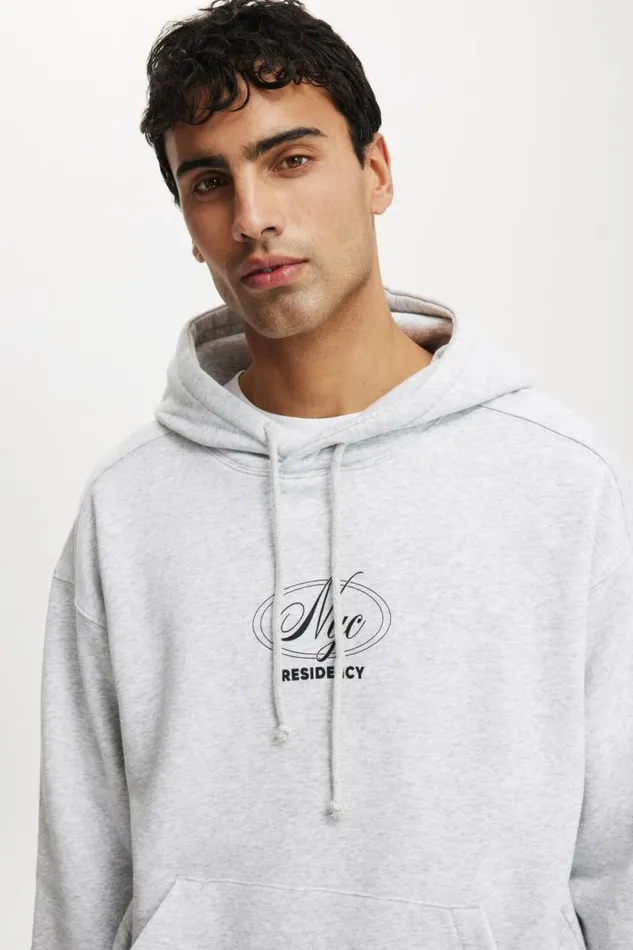 Cotton On Sweats and Hoodies Box Fit Graphic Hoodie Grey Marle Residency Nyc 8211 Men Cotton On Sweats and Hoodies Box Fit Graphic Hoodie Grey Marle Residency Nyc 8211 Men