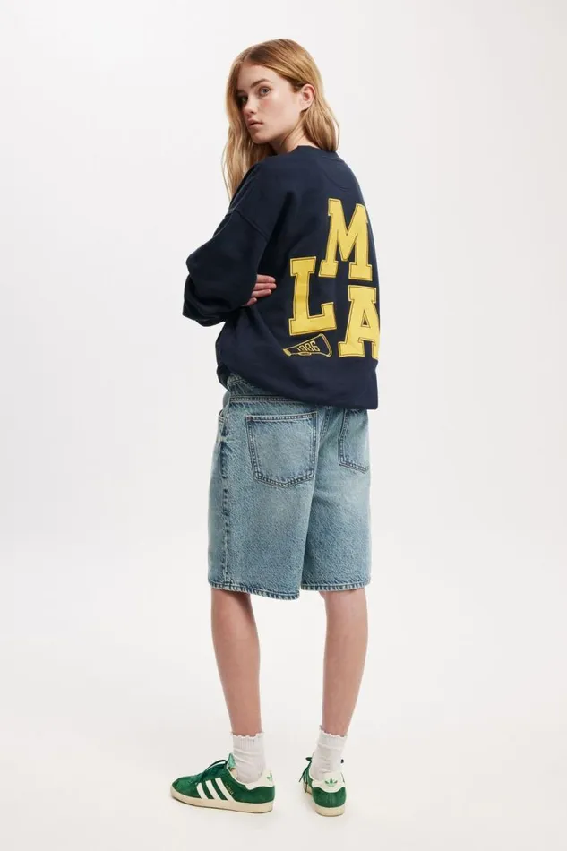 Cotton On SweatsandHoodies Classic Fleece Graphic Crew Sweatshirt Lma Ink Navy 8211 Women