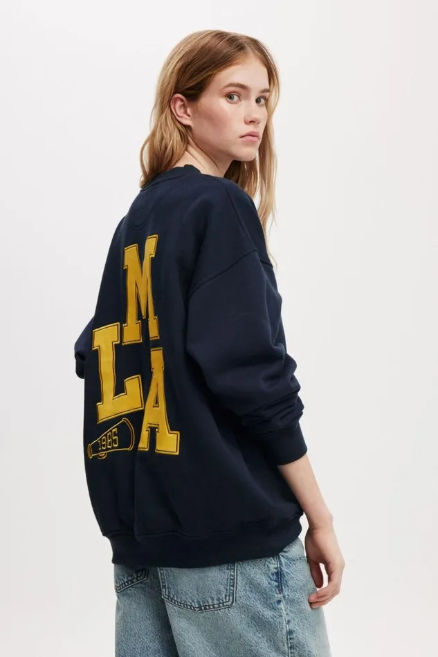 Cotton On SweatsandHoodies Classic Fleece Graphic Crew Sweatshirt Lma Ink Navy 8211 Women