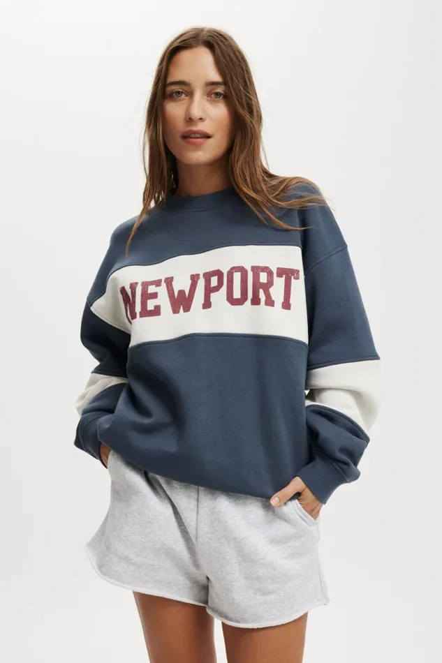 Cotton On SweatsandHoodies Classic Fleece Graphic Crew Sweatshirt Newport Slate Blue 8211 Women Cotton On SweatsandHoodies Classic Fleece Graphic Crew Sweatshirt Newport Slate Blue 8211 Women