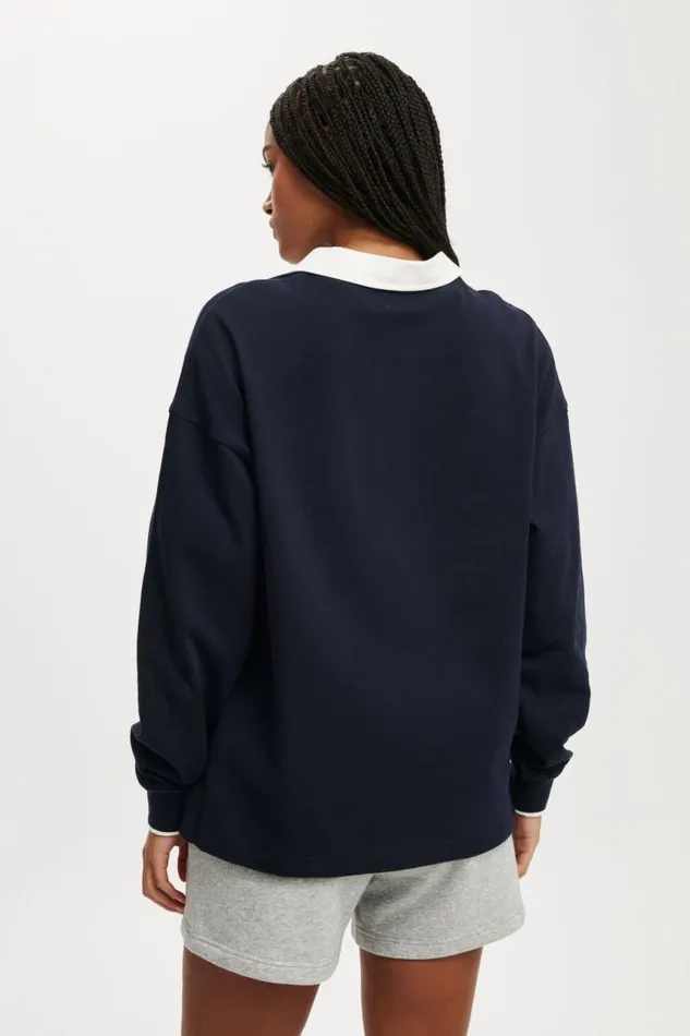 Cotton On SweatsandHoodies Oversized Long Sleeve Polo Beckley B Total Eclipse 8211 Women