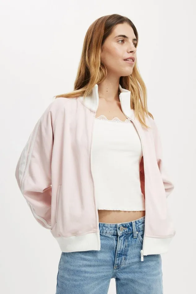 Cotton On SweatsandHoodies Oversized Retro Zip Through Soft Pink White 8211 Women