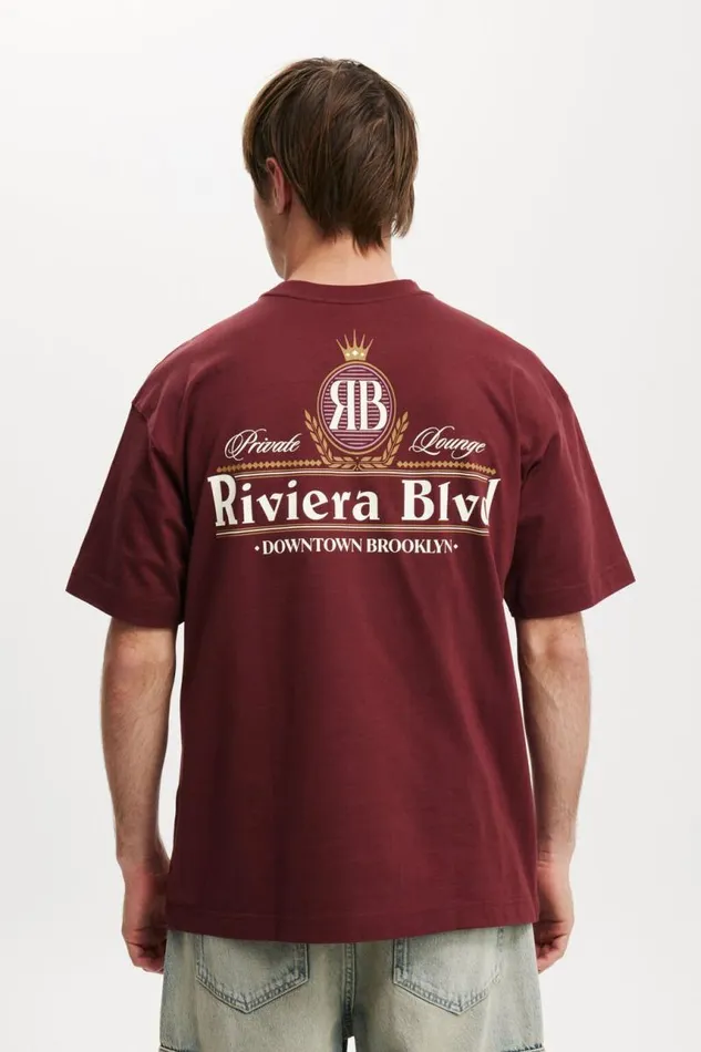 Cotton On Tees and Tanks Box Fit Graphic TShirt Dark Carmineriviera Blvd 8211 Men Cotton On Tees and Tanks Box Fit Graphic TShirt Dark Carmineriviera Blvd 8211 Men