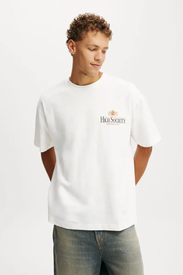 Cotton On Tees and Tanks Box Fit Graphic TShirt Vintage Whitehigh Society 8211 Men