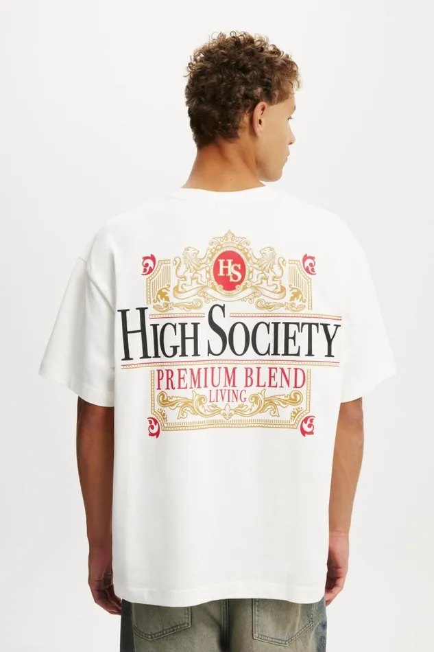 Cotton On Tees and Tanks Box Fit Graphic TShirt Vintage Whitehigh Society 8211 Men Cotton On Tees and Tanks Box Fit Graphic TShirt Vintage Whitehigh Society 8211 Men