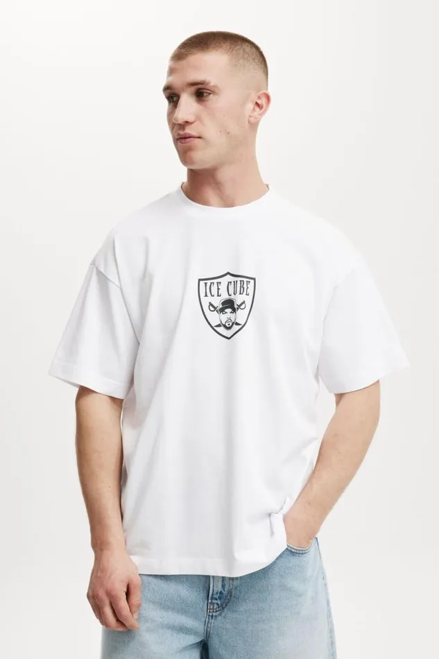 Cotton On Tees and Tanks Box Fit Premium Music TShirt Lcn Mt White Ice Cube 8211 Shield Logo 8211 Men Cotton On Tees and Tanks Box Fit Premium Music TShirt Lcn Mt White Ice Cube 8211 Shield Logo 8211 Men