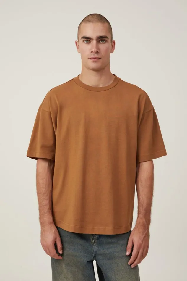 Cotton On Tees and Tanks Box Fit Scooped Hem TShirt Ginger 8211 Men