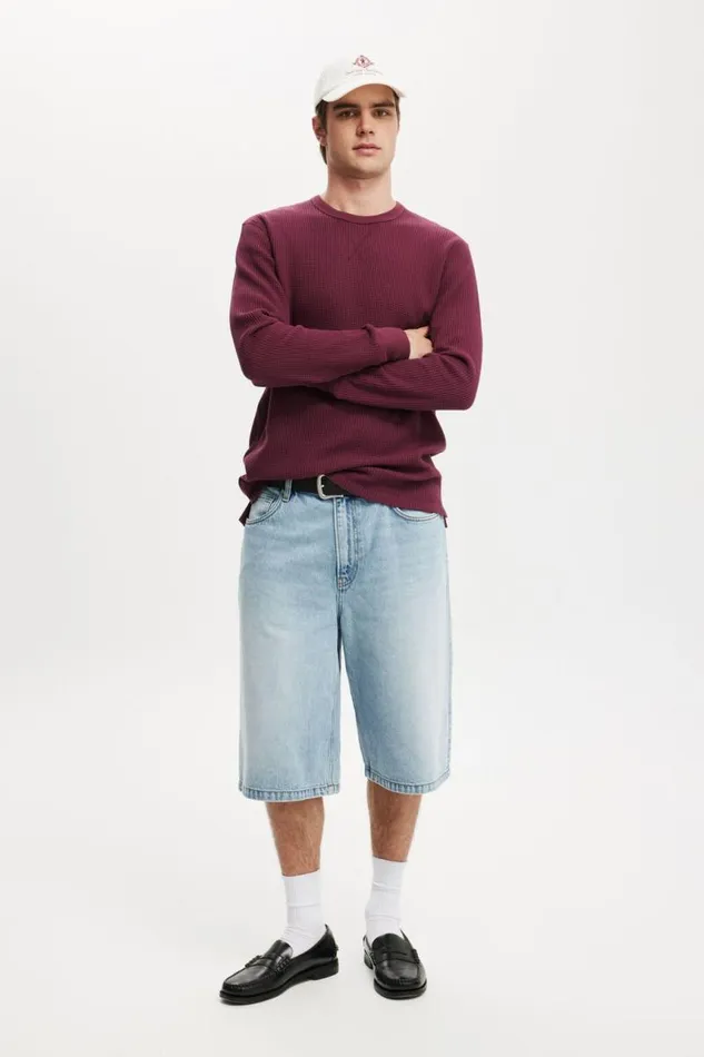 Cotton On Tees and Tanks Chunky Waffle Long Sleeve Tshirt Burgandy Waffle 8211 Men Cotton On Tees and Tanks Chunky Waffle Long Sleeve Tshirt Burgandy Waffle 8211 Men