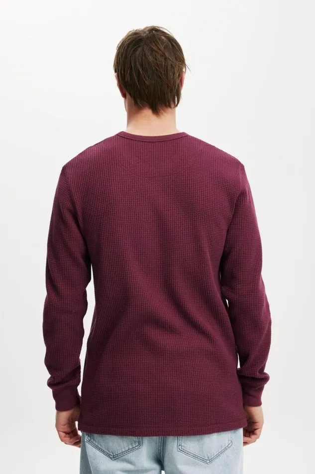 Cotton On Tees and Tanks Chunky Waffle Long Sleeve Tshirt Burgandy Waffle 8211 Men Cotton On Tees and Tanks Chunky Waffle Long Sleeve Tshirt Burgandy Waffle 8211 Men