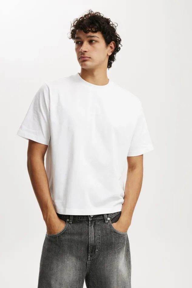 Cotton On Tees and Tanks Cropped Fit TShirt White 8211 Men