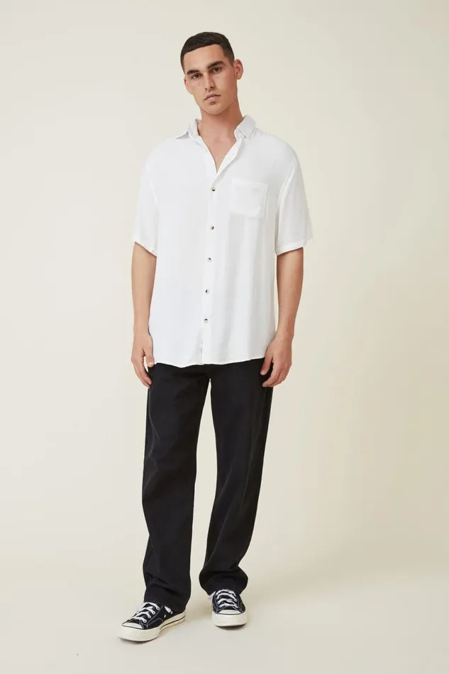 Cotton On Tees and Tanks Cuban Short Sleeve Shirt White 8211 Men Cotton On Tees and Tanks Cuban Short Sleeve Shirt White 8211 Men