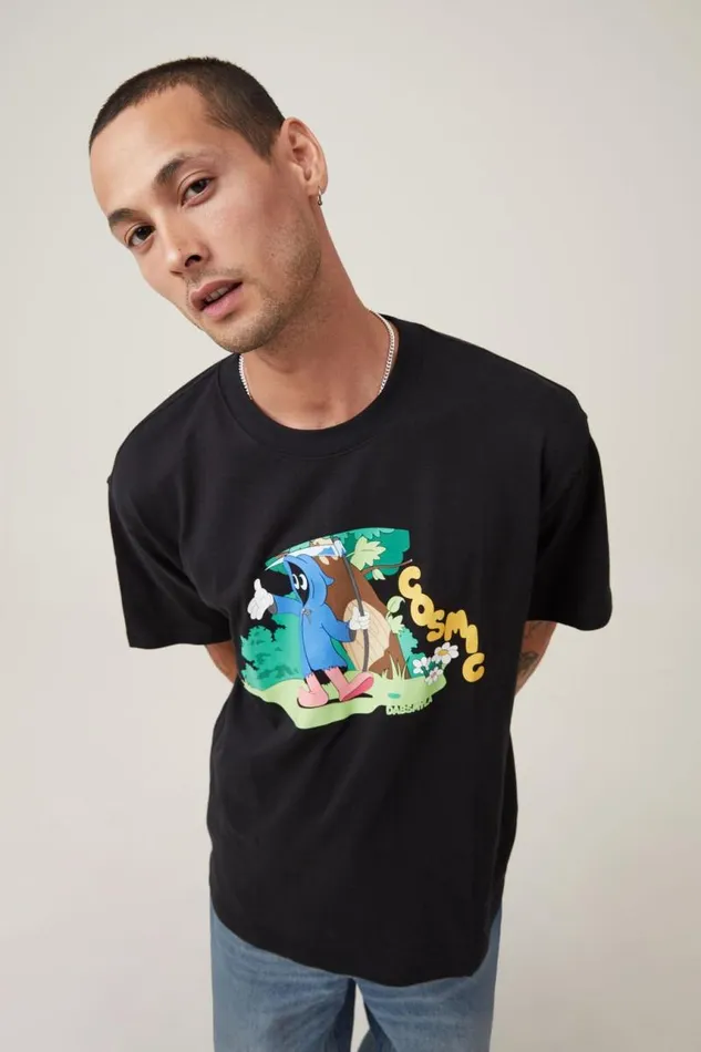 Cotton On Tees and Tanks Dabsmyla Loose Fit TShirt Lcn Dab Black Dreams 8211 Men