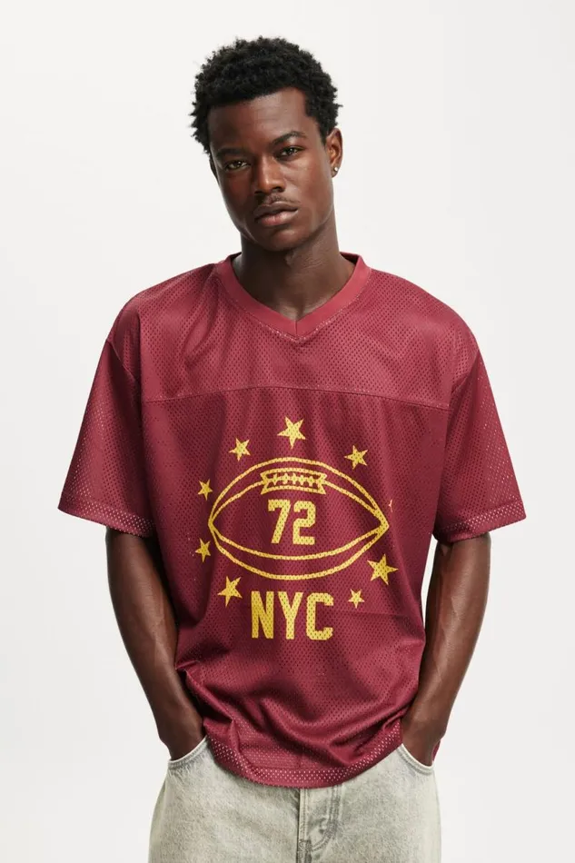 Cotton On Tees and Tanks Football Jersey Burgundynyc Stars 8211 Men
