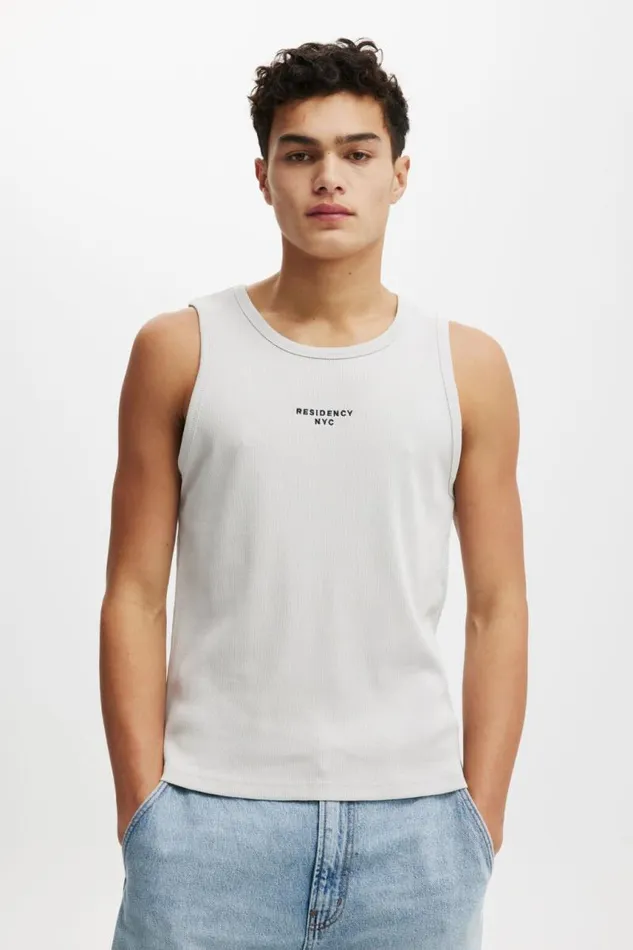 Cotton On Tees and Tanks Graphic Rib Tank Smoke Residency Nyc 8211 Men