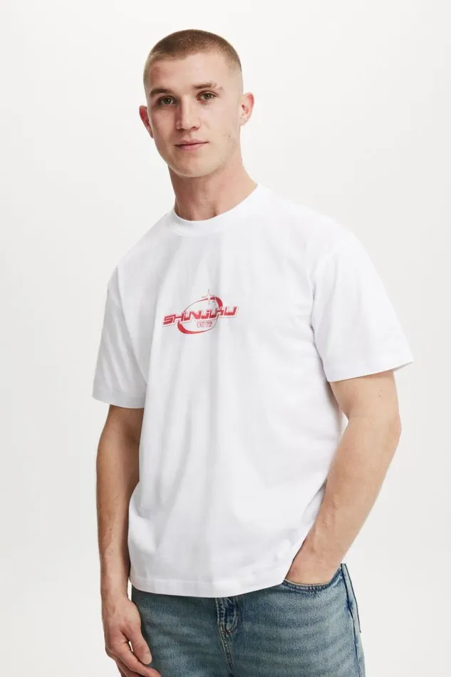 Cotton On Tees and Tanks Loose Fit Art TShirt Whiteshinjuku 8211 Men