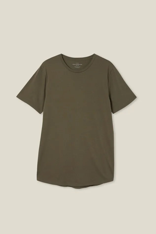 Cotton On Tees and Tanks Organic Longline TShirt Military 8211 Men Cotton On Tees and Tanks Organic Longline TShirt Military 8211 Men