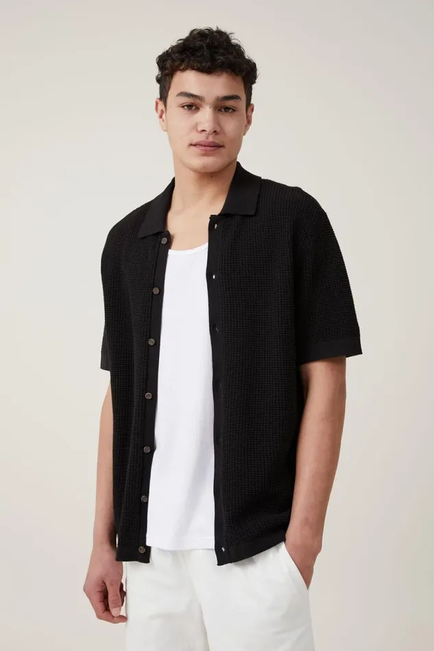 Cotton On Tees and Tanks Pablo Short Sleeve Shirt Washed Black 8211 Men