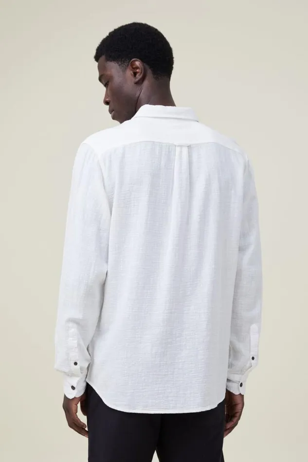 Cotton On Tees and Tanks Portland Long Sleeve Shirt Vintage White Cheesecloth 8211 Men