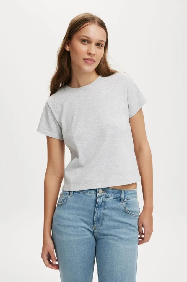 Cotton On Tops 90S Baby Tee Grey Marle 8211 Women